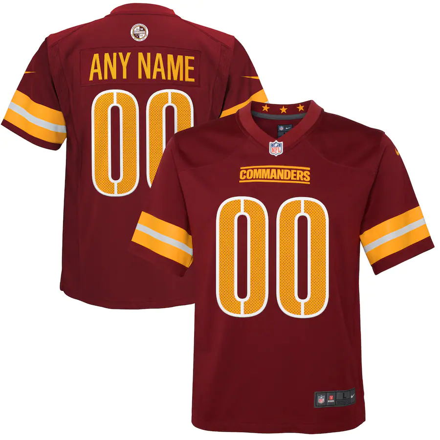 Youth Washington Commanders Nike Burgundy Game Custom Player NFL Jersey->customized nfl jersey->Custom Jersey